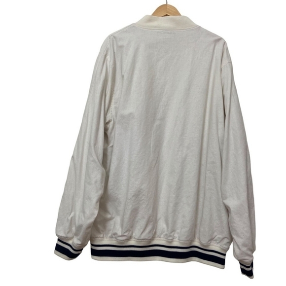 Southpole linen blend ecru white zip up jacket pockets lined black varsity 3XL - Picture 4 of 13